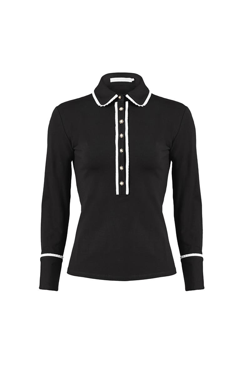 Anne Fontaine Women's Shirt  Faustine Black Designer Long Sleeve Shirt In Cotton Poplin With Pointed Collar, Alternate, color, Black