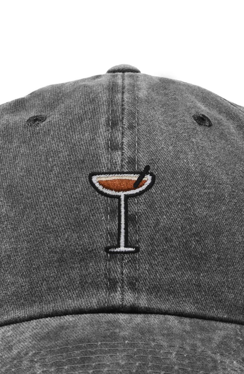 Dalix Espresso Martini Embroidered Hat, Alternate, color, Washed Black