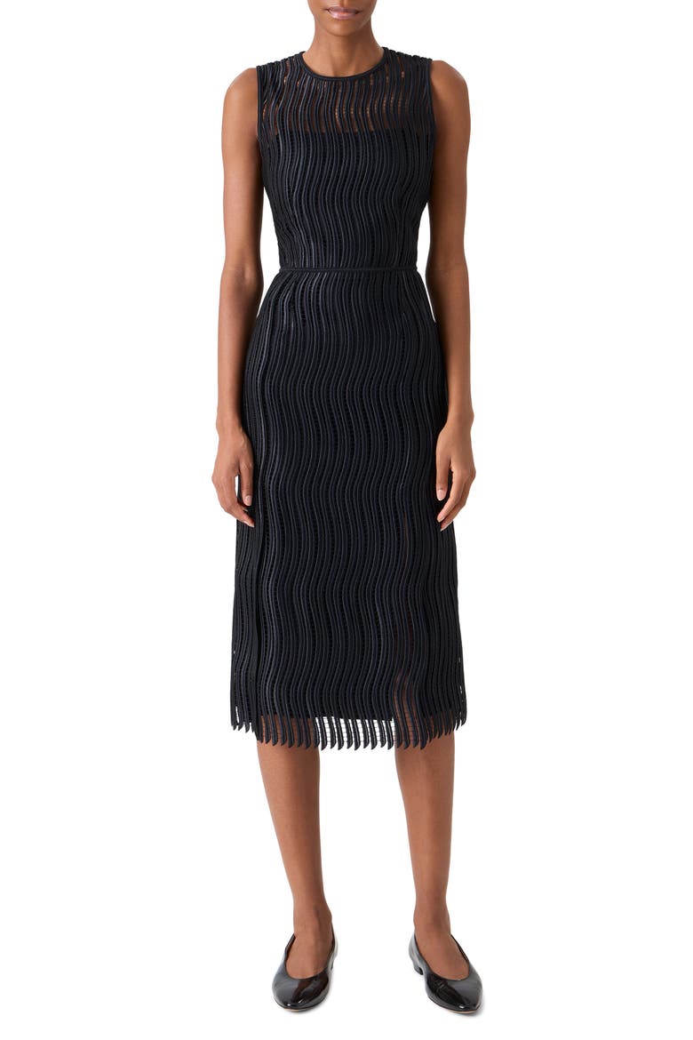 Wave Lace Sheath Dress, Main, color, BLACK