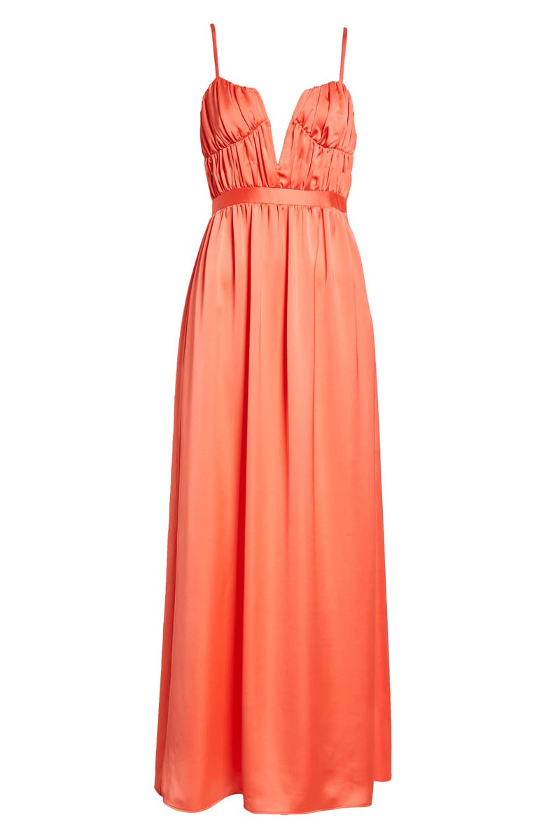 Ramy Brook Becky Plunge Neck Satin Gown, Alternate, color, 
