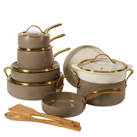 15 Piece Ceramic Nonstick Aluminum Cookware Set with Dutch Oven