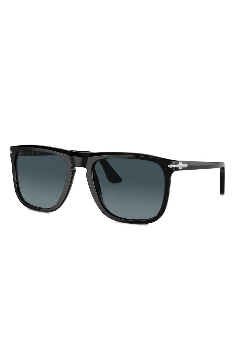 Persol 57mm Polarized Pilot Sunglasses, Alternate, color, Black