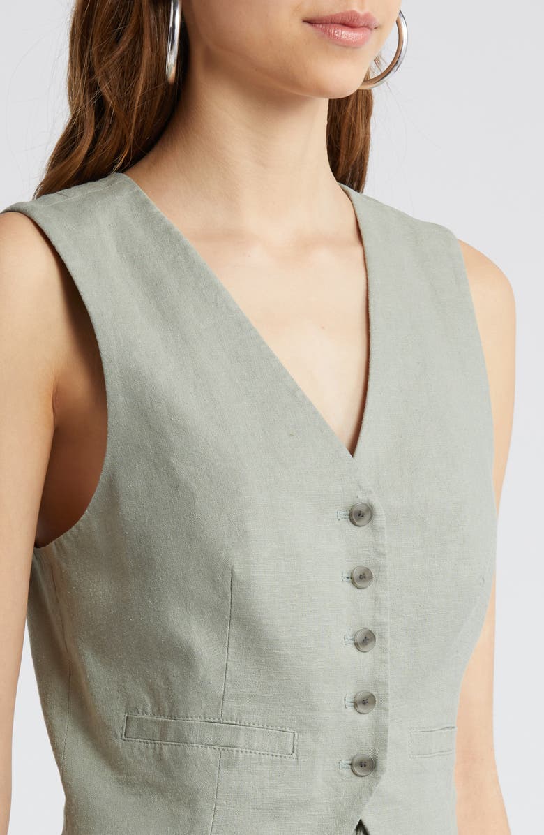 Open Edit Linen Blend Vest, Alternate, color,