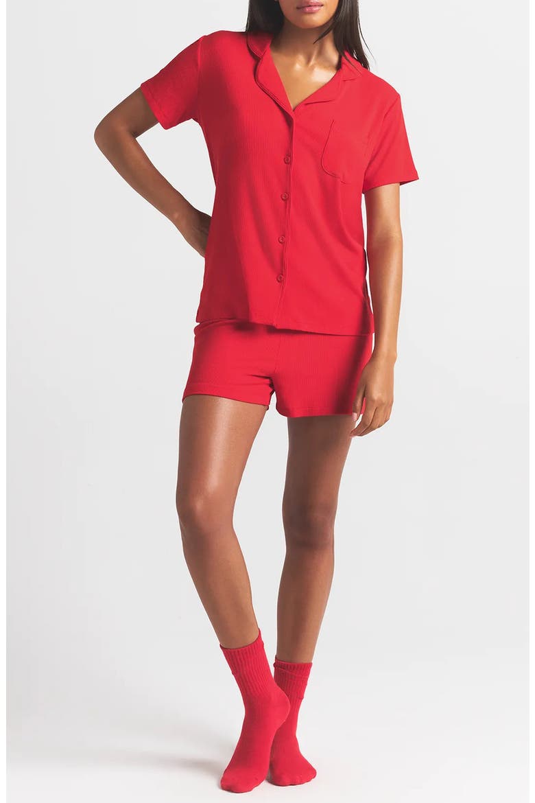Soft Lounge Short Sleep Set, Alternate, color, CHERRY