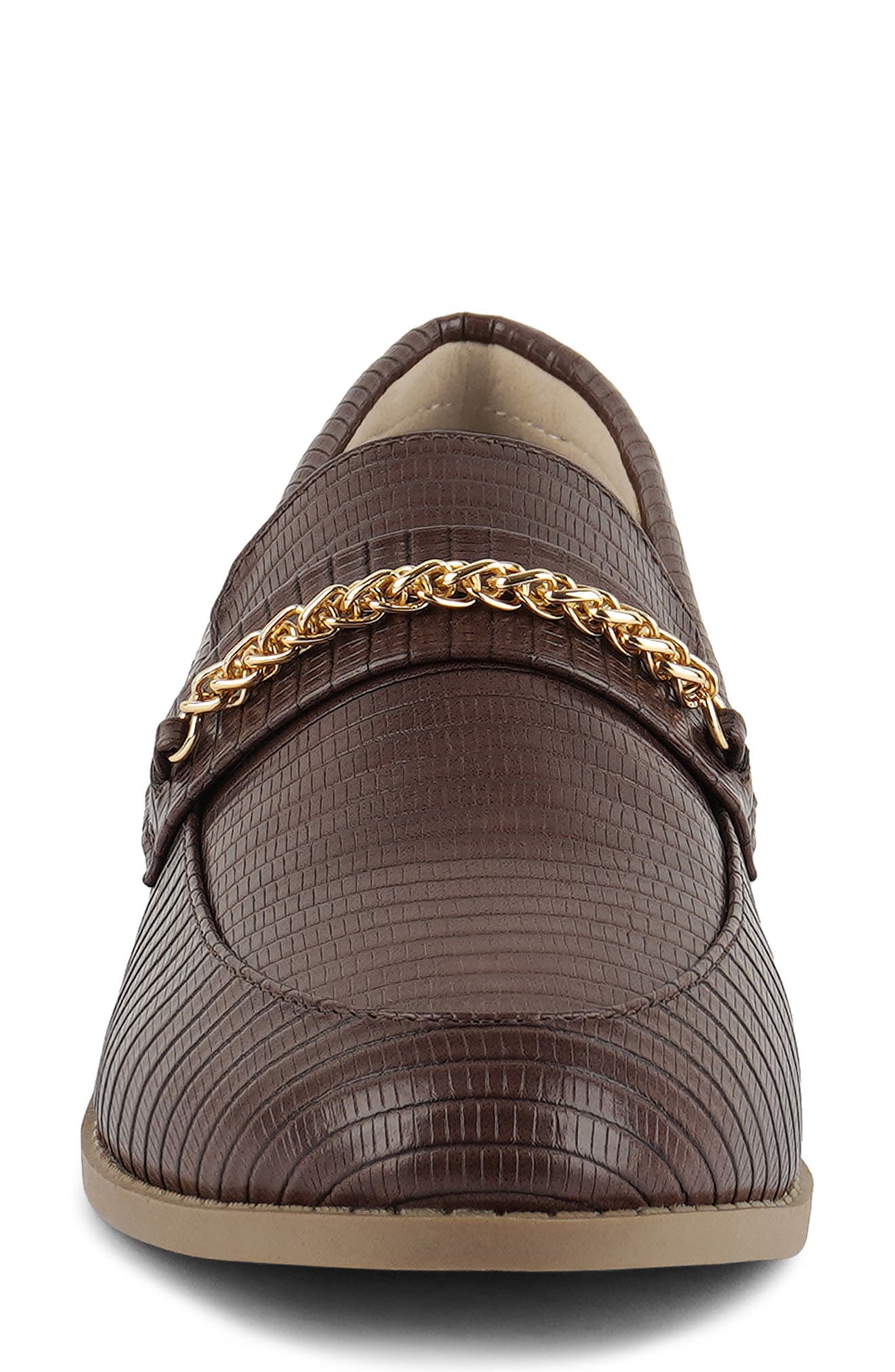 LONDON RAG Vouse Croc Embossed Bit Loafer, Alternate, color, Chocolate
