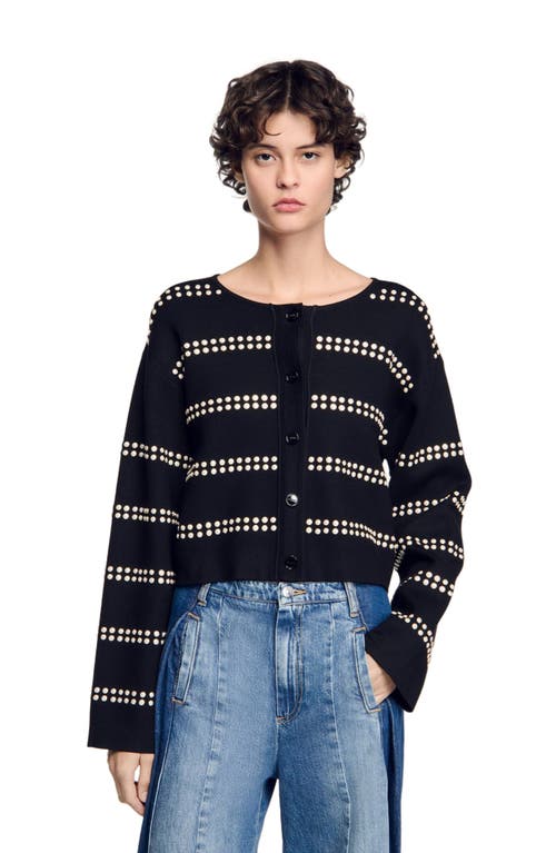 Sandro Embellished Cardigan In Black