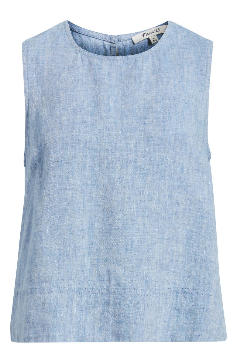Madewell Suki Sleeveless Linen Top, Main, color, Sunfaded Blue