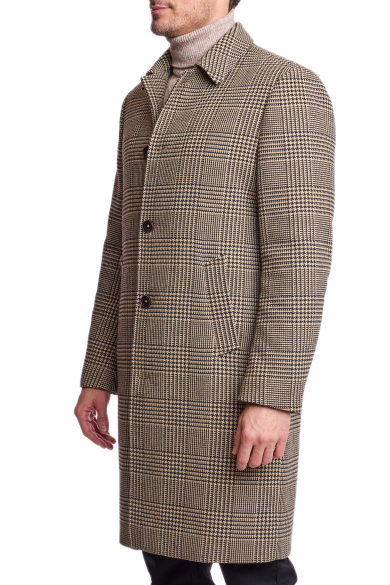 Houndstooth Stretch Overcoat, Alternate, color, BLACK TAN OLIVE HOUNDS