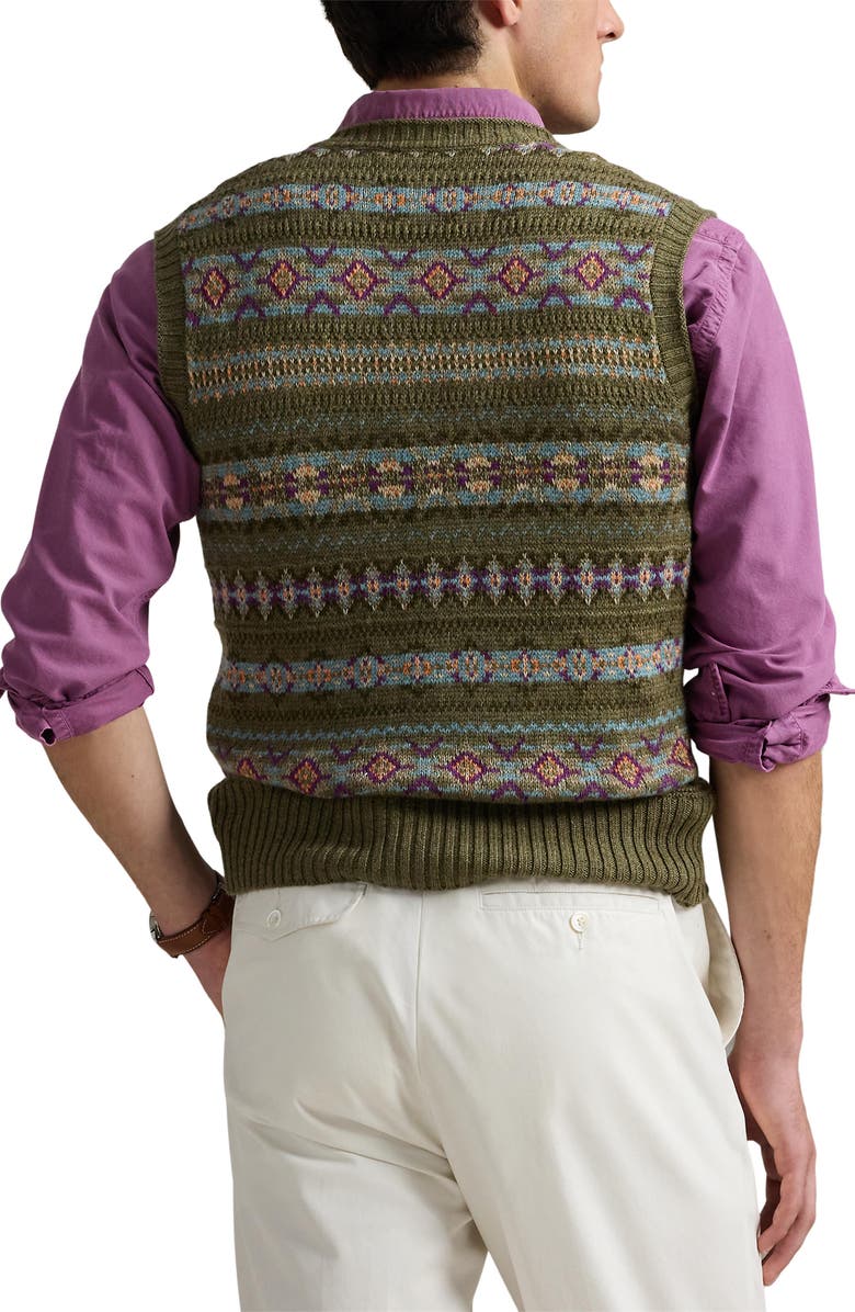 Polo Ralph Lauren Fair Isle Linen, Wool & Cotton Sweater Vest, Alternate, color, 