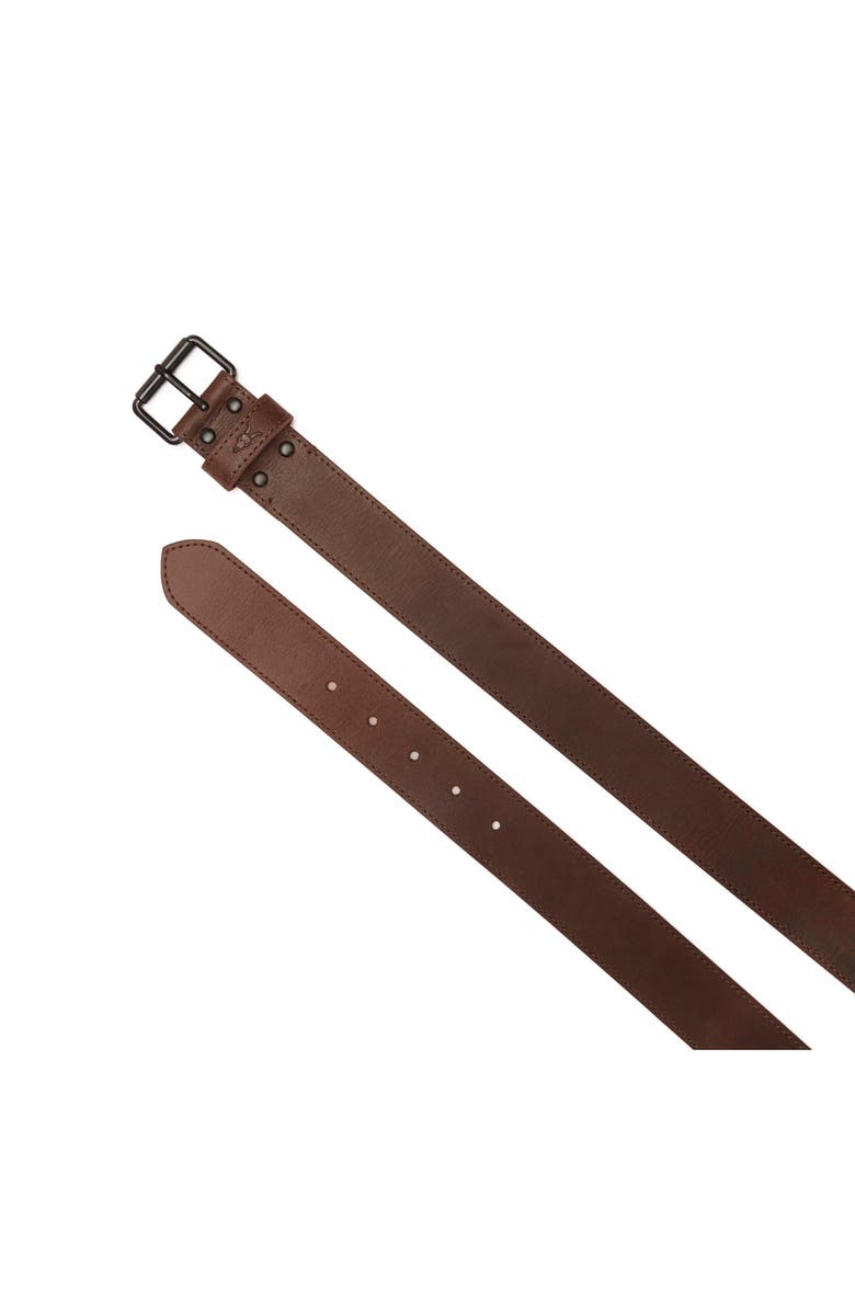 AllSaints Stitched Edge Leather Belt, Alternate, color,