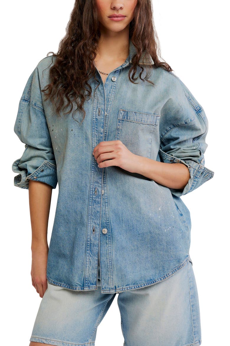 Rally Cocoon Cotton Shirt, Main, color, DENIM BLUE
