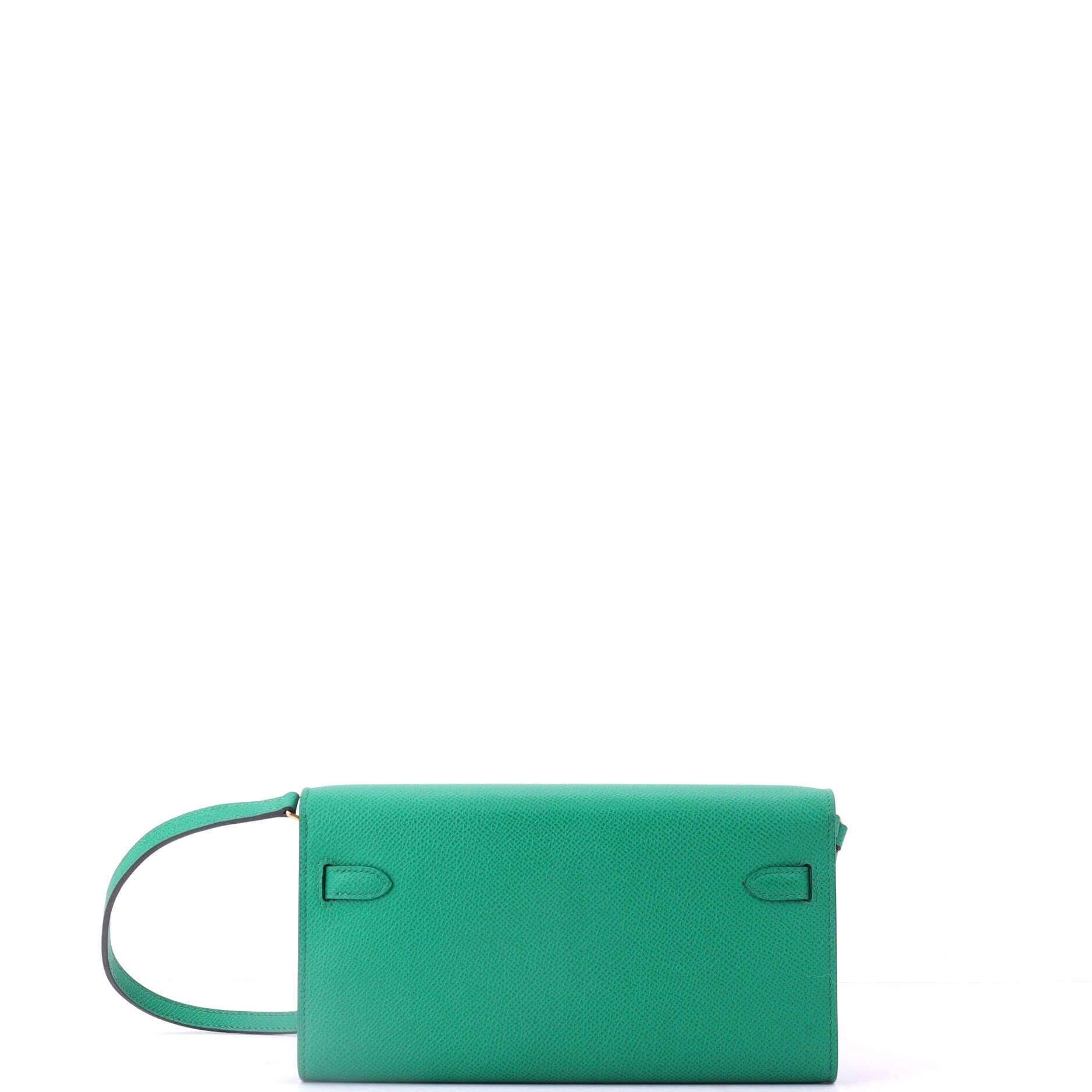 Pre-Owned Hermes Kelly To Go Wallet Verso Epsom, Alternate, color, Verso - Vert Jade/Bleu Brume