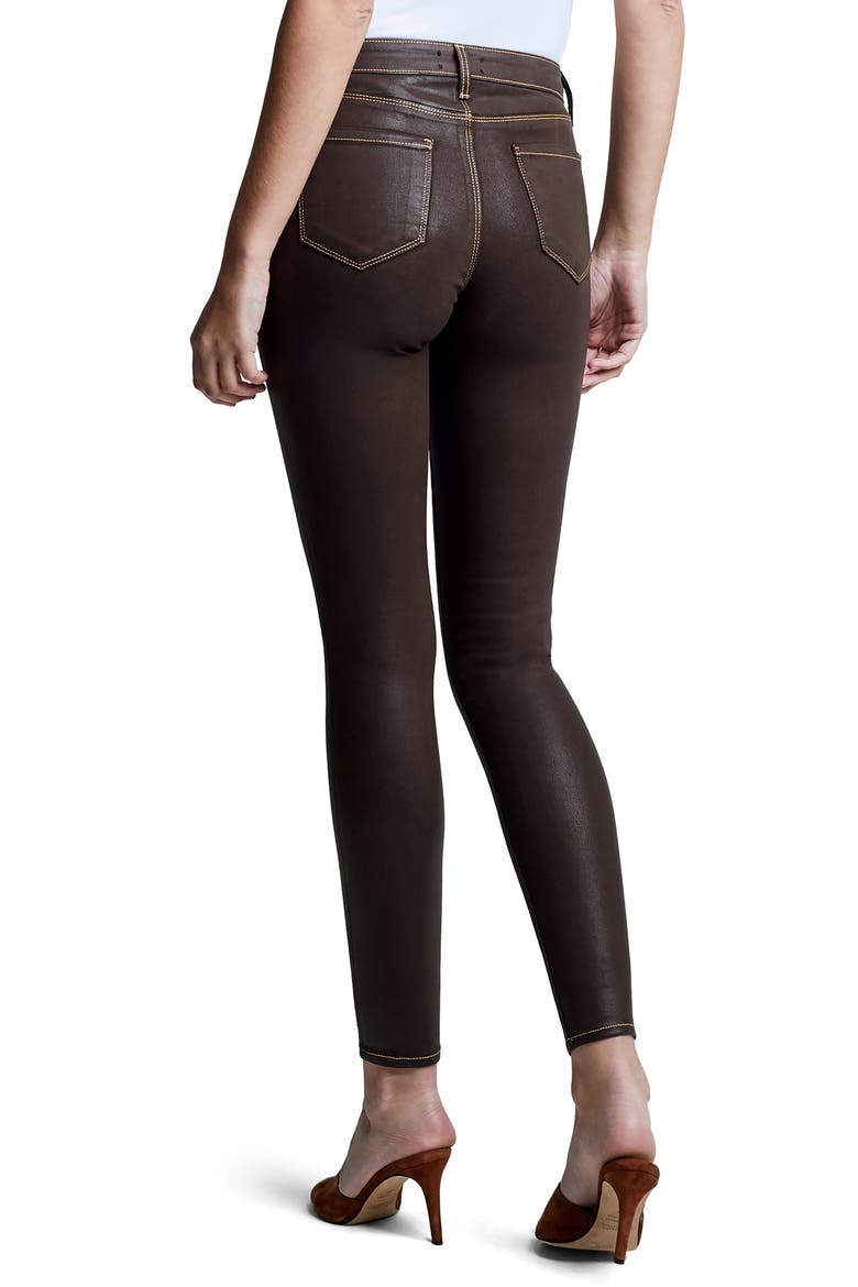 Marguerite Topstitch Detail Coated Skinny Jeans, Alternate, color, ESPRESSO/ GLD CON COAT