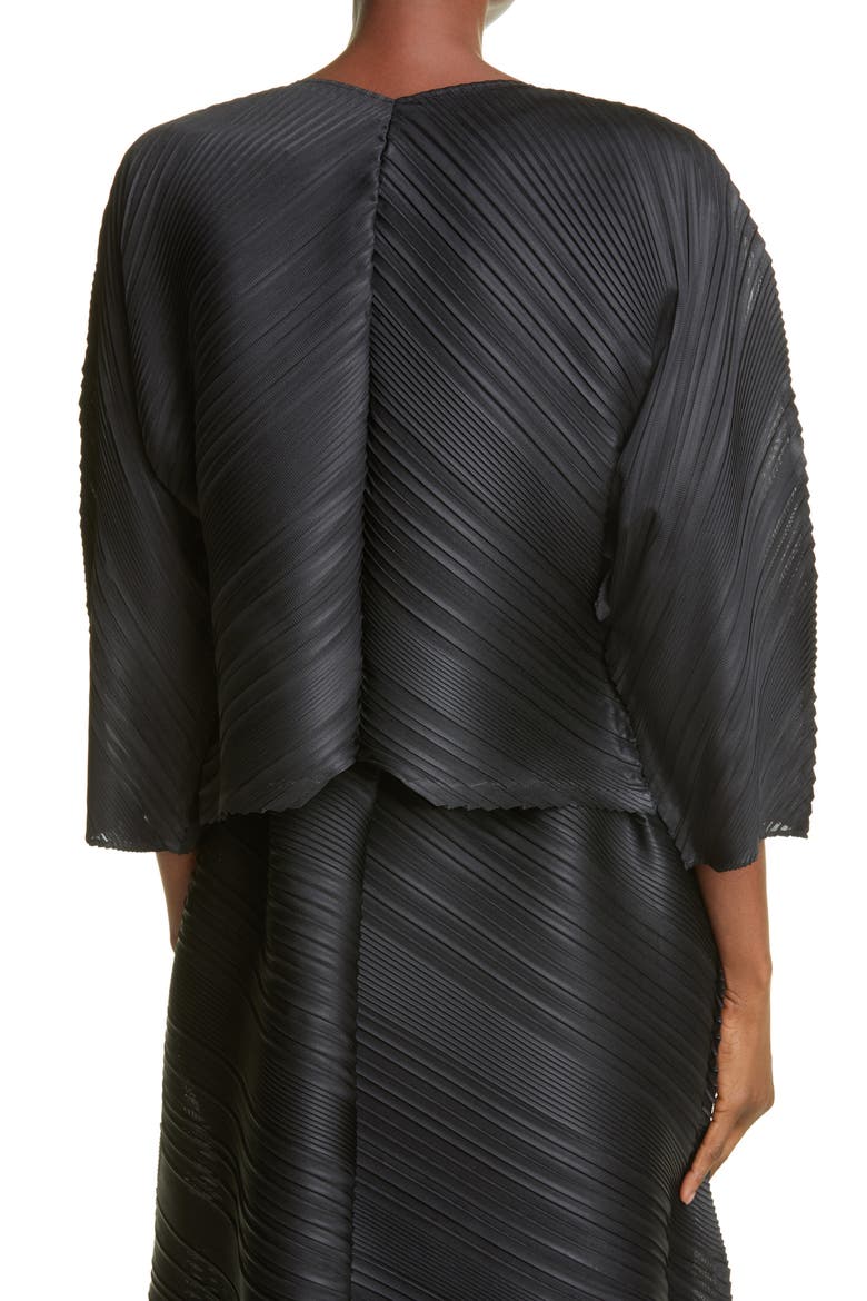 Pleated Cardigan, Alternate, color, BLACK
