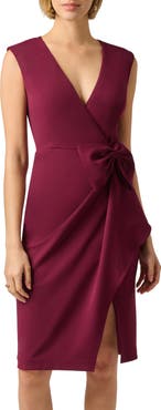 Adrianna Papell Sleeveless Bow Crepe Sheath Dress