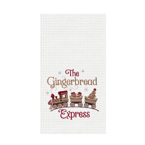 The Gingerbread Train Express Embroidered Baking Towel