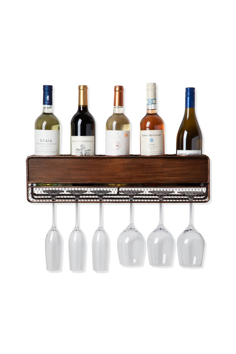 Rustic Wine Shelf, Main, color, Brown