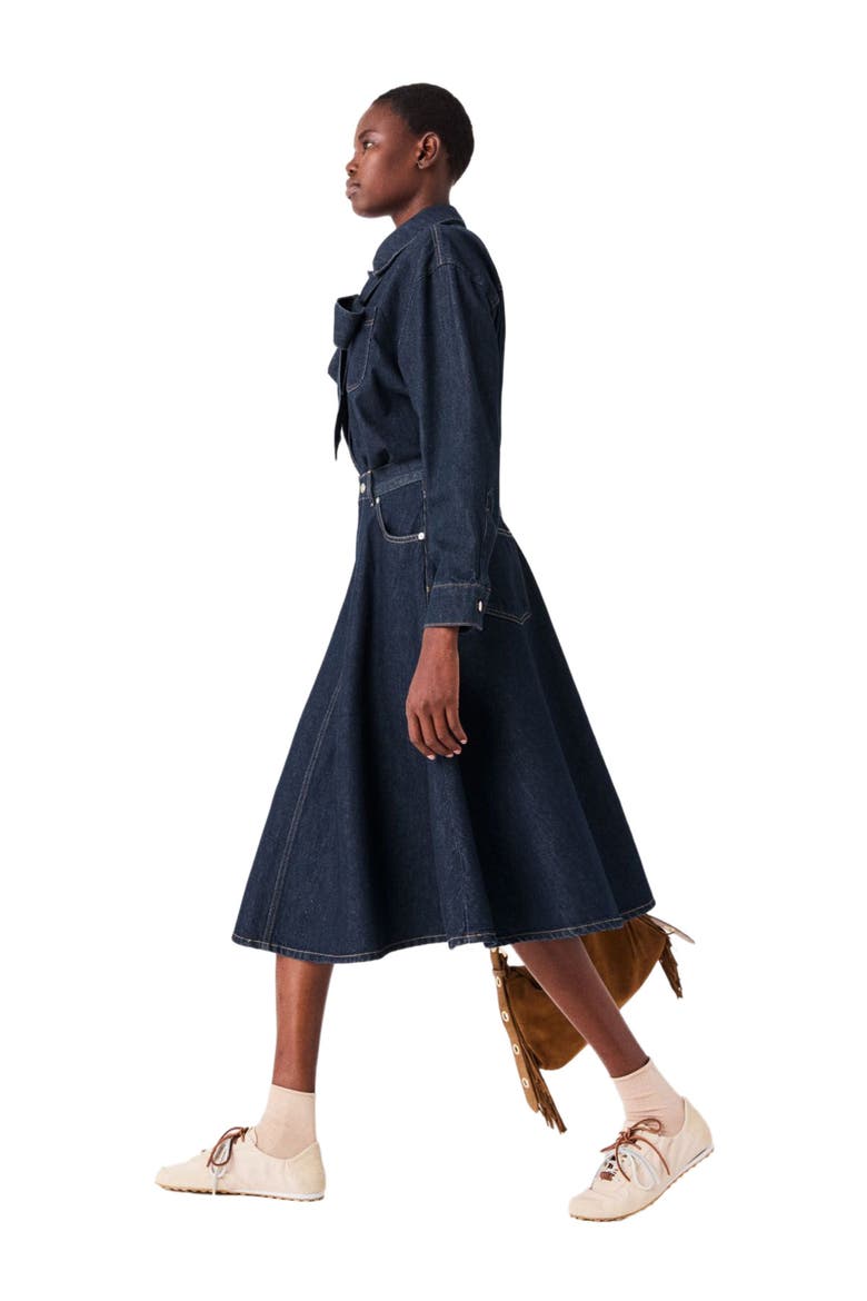 Denim jacket with bow, Alternate, color, Navy