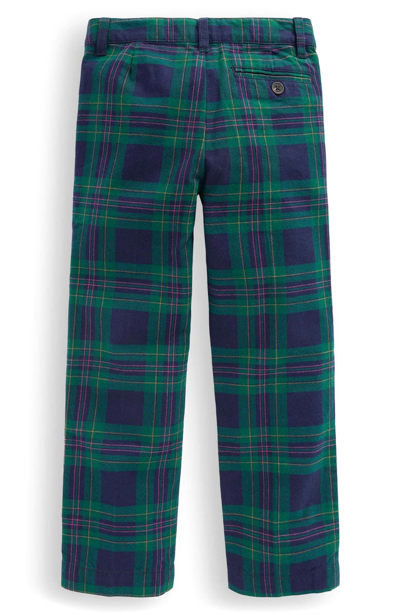 Boden Kids' Smart Plaid Cotton Flannel Pants, Alternate, color, Blackwatch Check