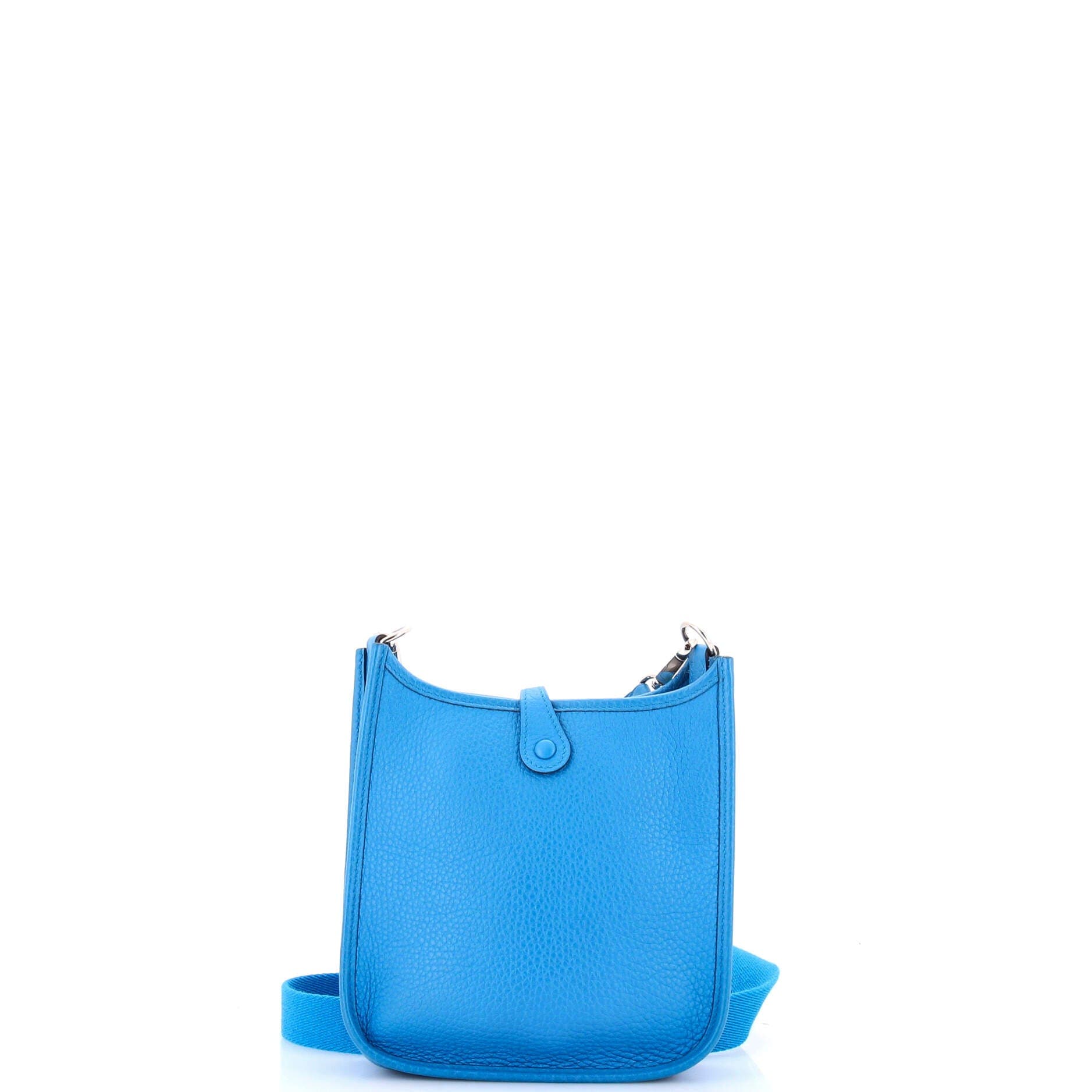 Pre-Owned Hermes Evelyne Bag Gen III Clemence TPM, Alternate, color, Bleu Frida