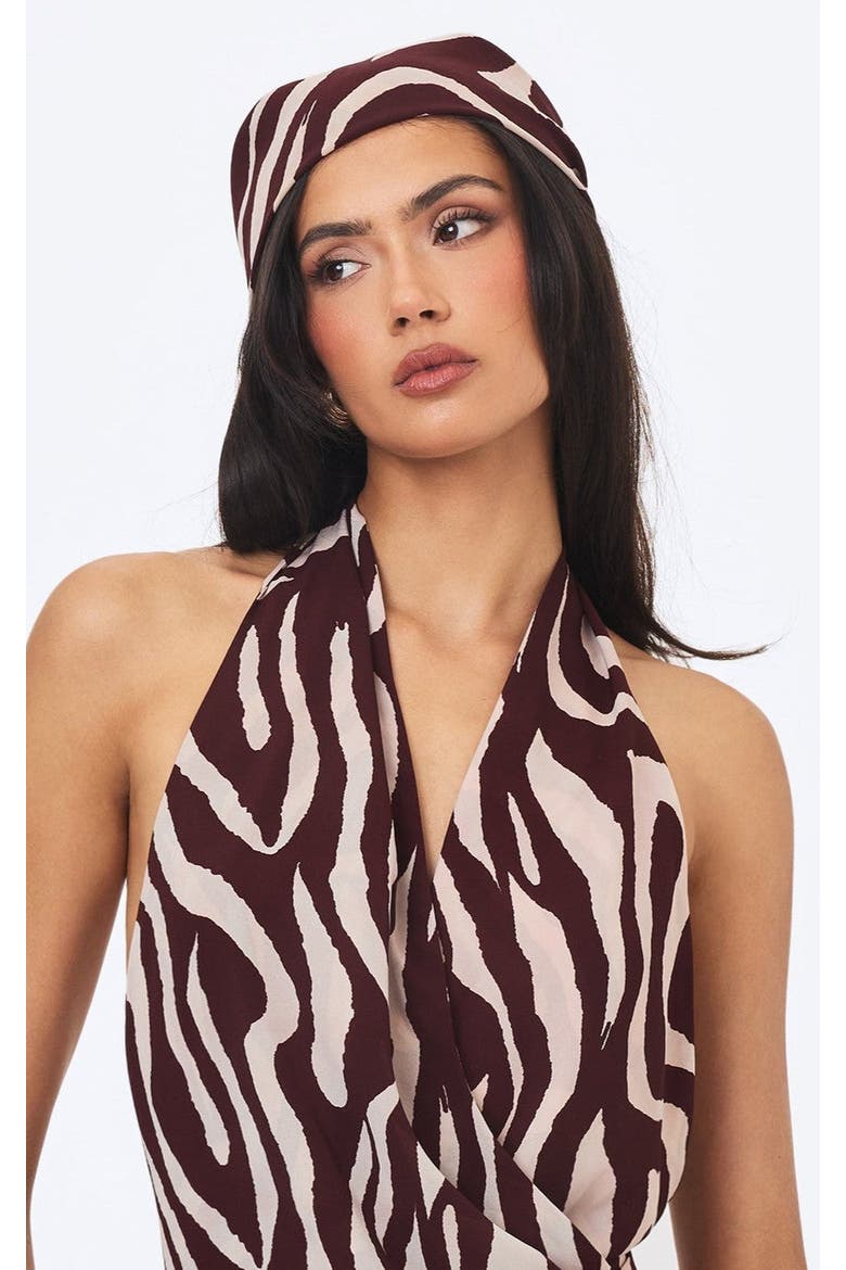 Jolynn Abstract Zebra Print Head Scarf, Alternate, color, Burgundy