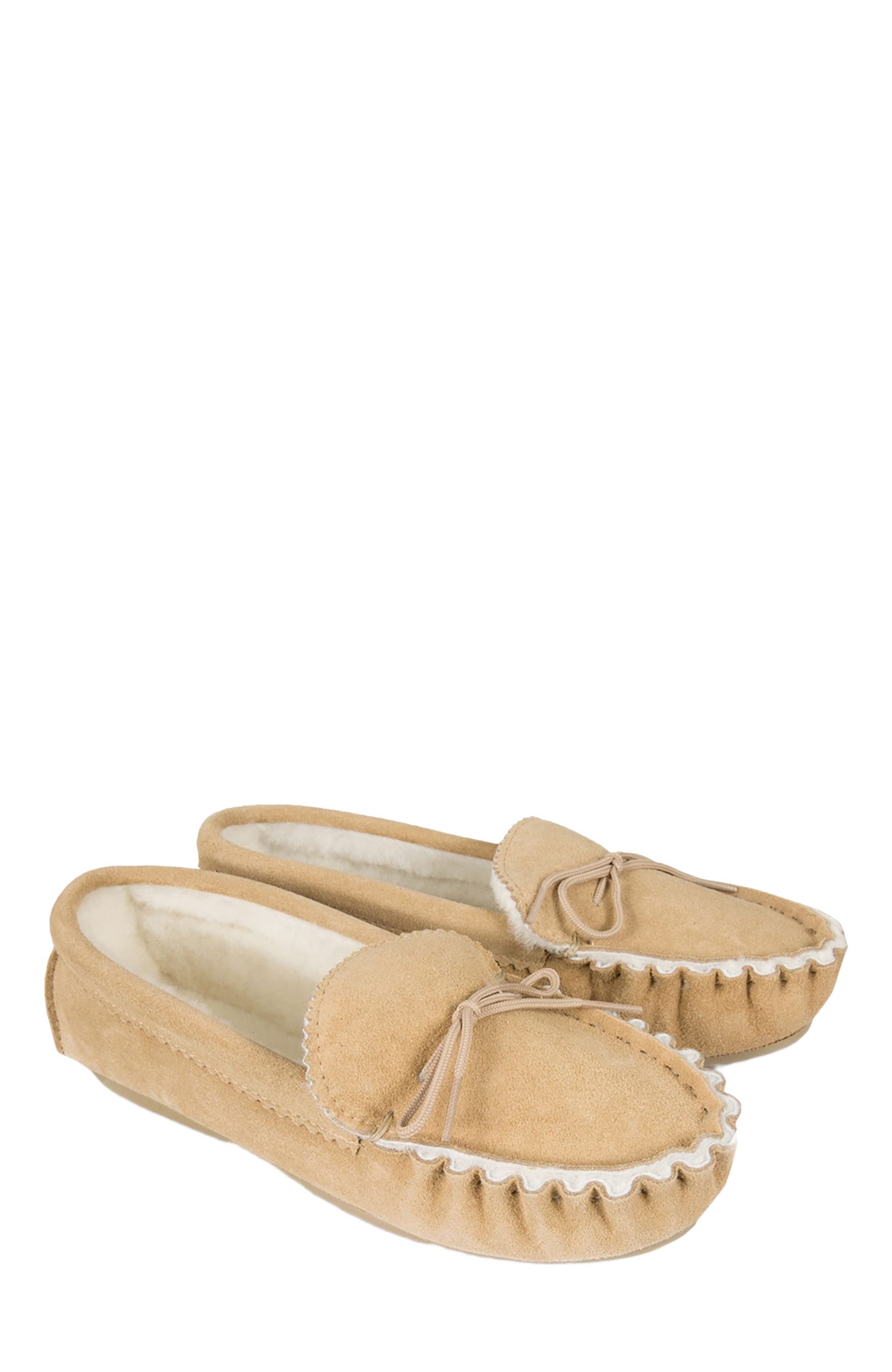 Celtic & Co. Loafer Moccasin Slippers, Main, color, Camel