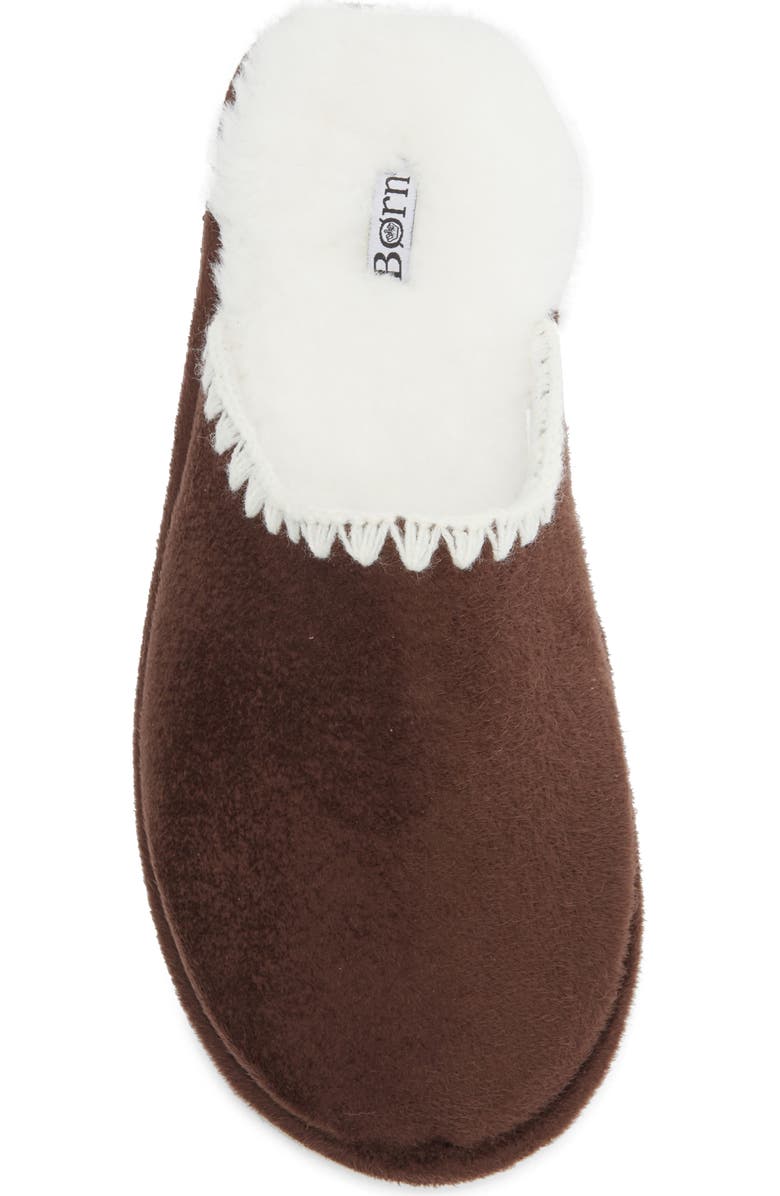 Børn Scallop Faux Suede Scuff Slipper, Alternate, color, Brown