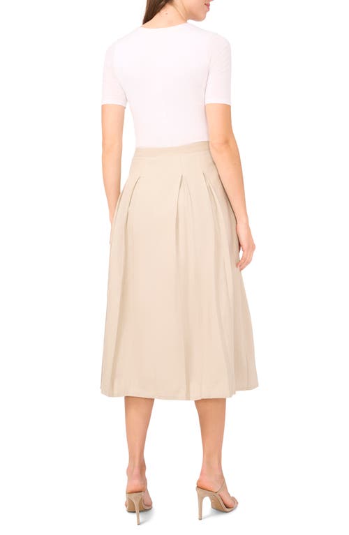 Halogenr Halogen(r) Pleated Linen Blend A-line Midi Skirt In Taupe Bisque