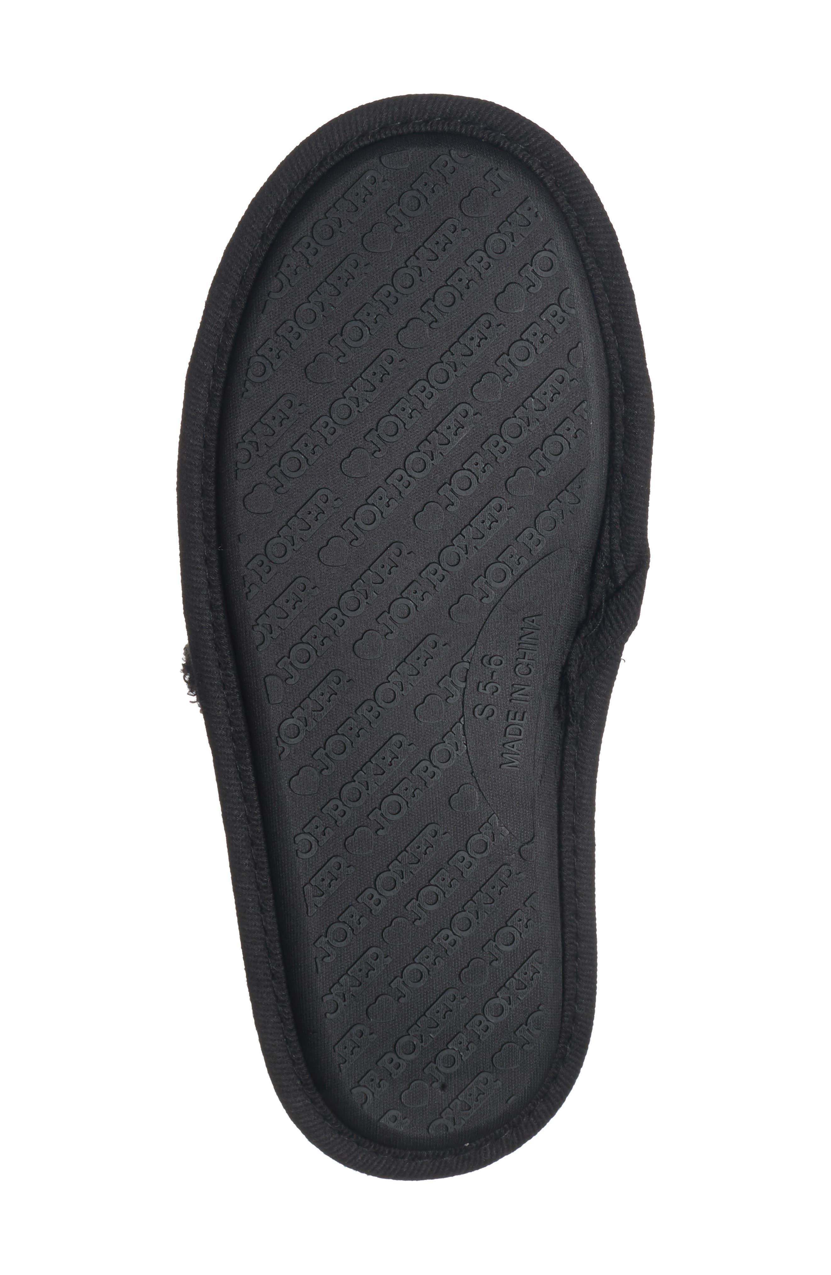 JOE BOXER Faux Shearling Happy Face Slipper, Alternate, color, Black