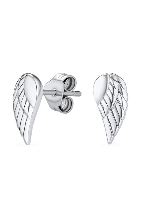 Delicate Guardian Angel Wing Stud Earrings