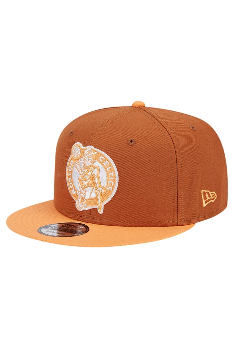 Men's New Era Brown/Orange Boston Celtics 2-Tone Color Pack 9FIFTY Snapback Hat, Main, color, Brown