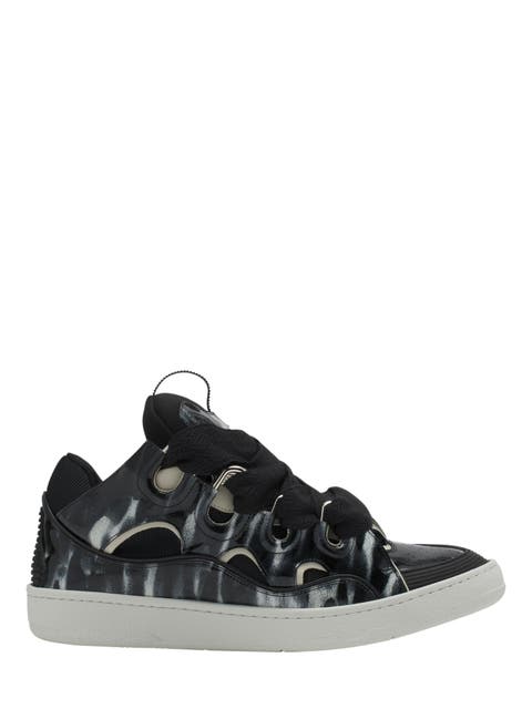 Curb Leather Sneakers With Sparkles