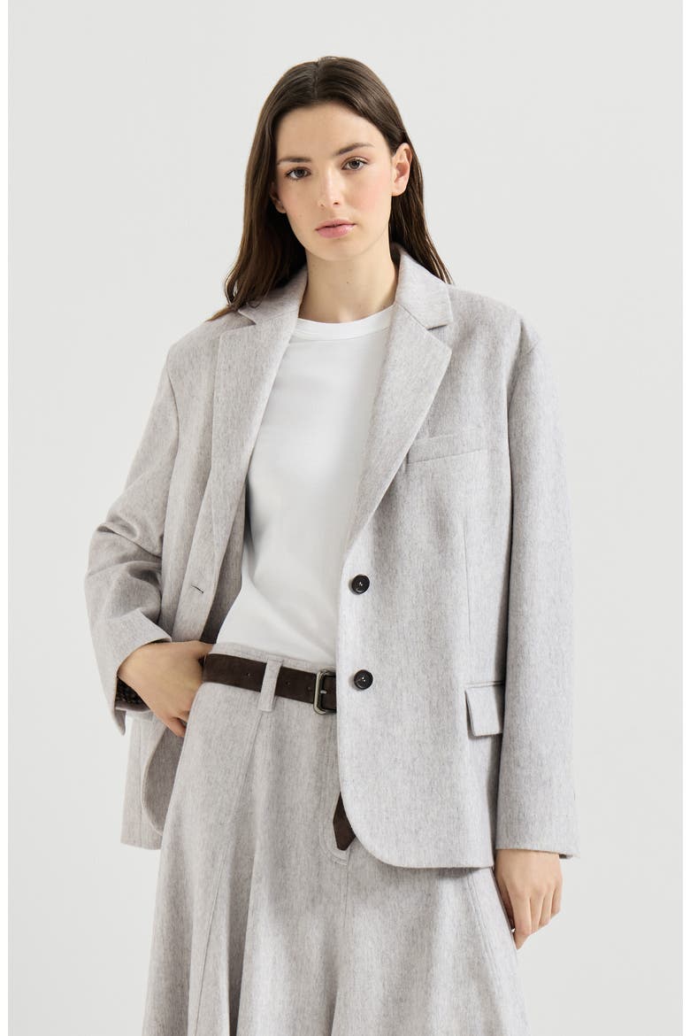 Wool flannel blazer with monili, Main, color, Grey
