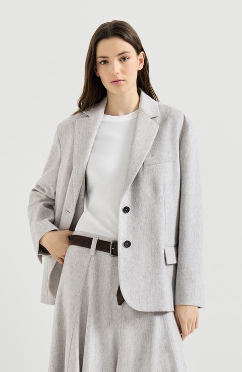 Wool flannel blazer with monili