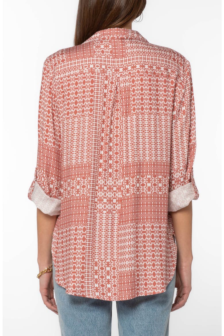 Genovia Roll Tab Button-Up Shirt, Alternate, color, CLAY GEO PATCHWORK