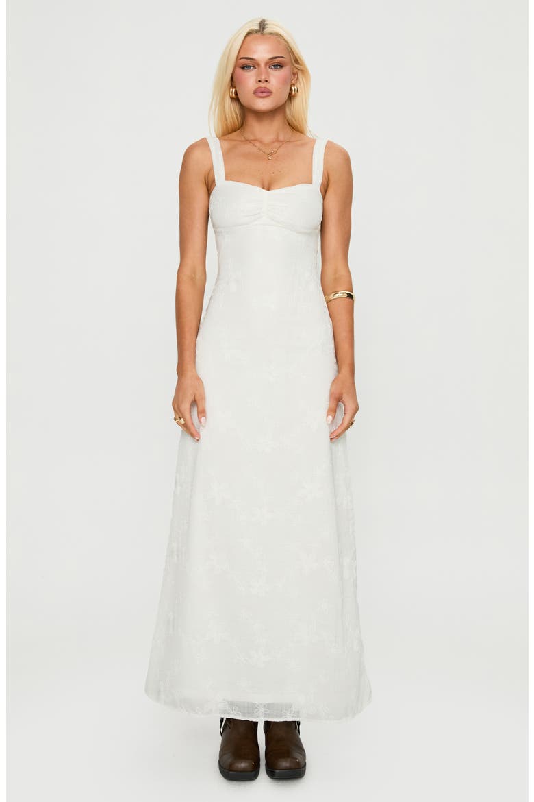 Maisone Floral Embroidered Maxi Dress, Alternate, color, WHITE
