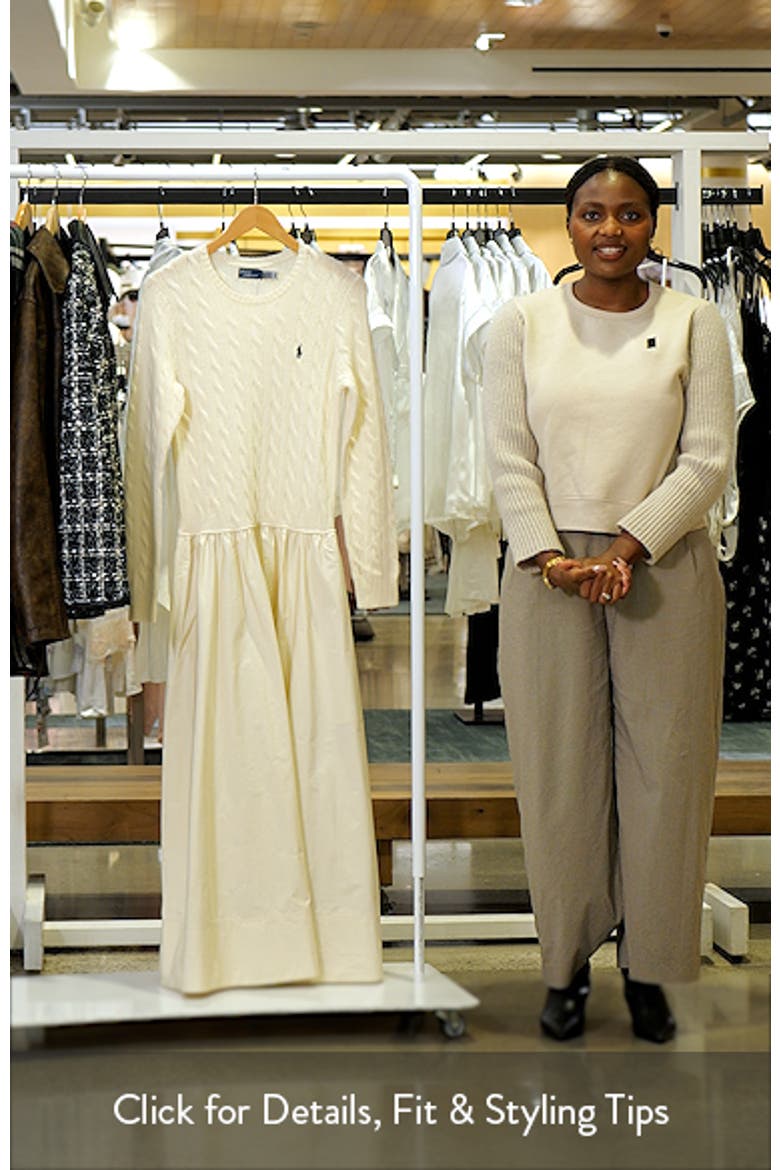 Polo Ralph Lauren Mixed Media Cable Stitch Long Sleeve Maxi Dress