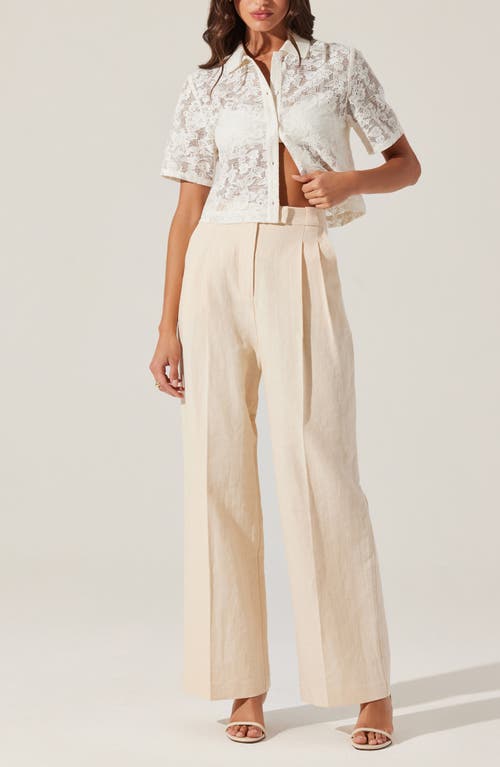 Astr Bryony Linen Blend Pleated Pants In Cream In Cream