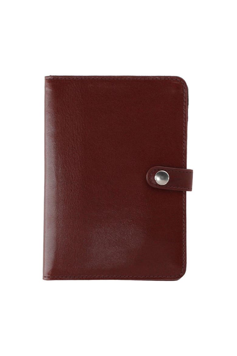 Zaiden Italian Cortina Leather Snap Closure Passport Wallet, Main, color, Honey Maple