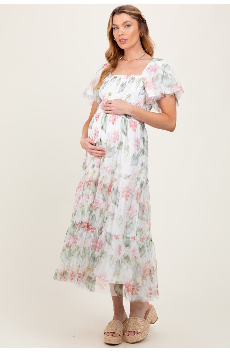 PinkBlush Floral Mesh Smocked Midi Dress, Main, color, 
