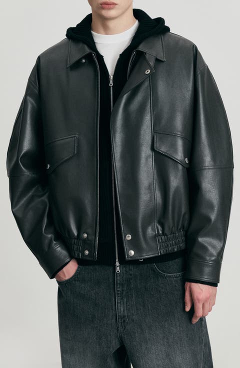 Gender Inclusive Cropped Faux Leather Bomber Jacket