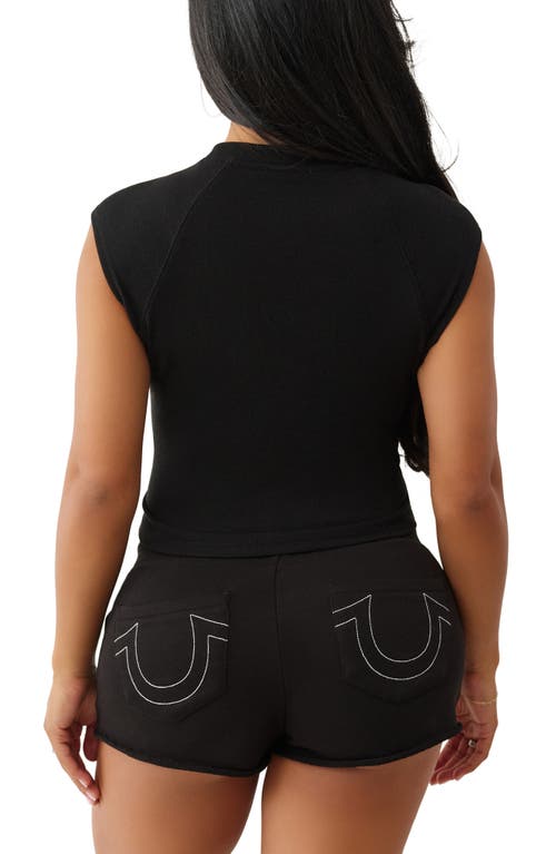 True Religion Raglan Sleeve Rib Graphic T-shirt In Black