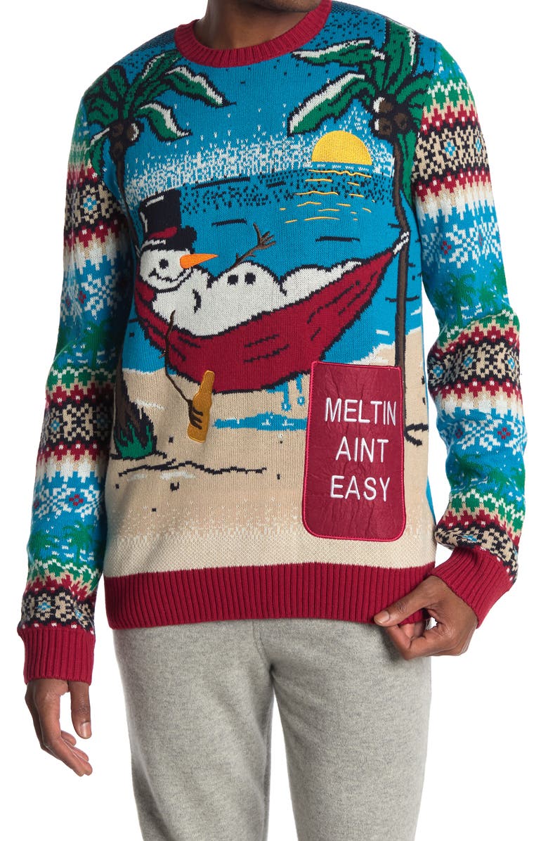 Ugly Christmas Sweater Snowman Beach Sweater, Main, color, 