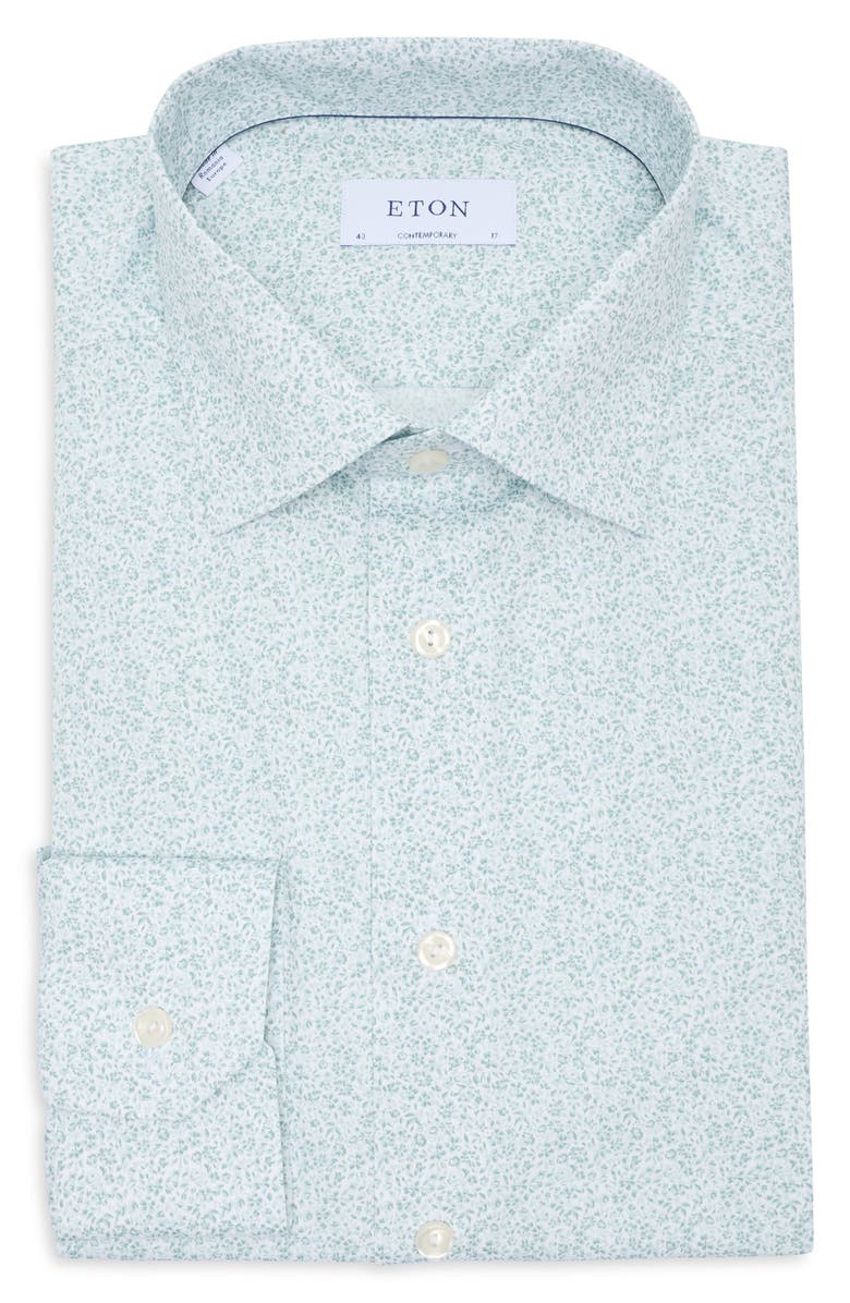 Eton Contemporary Fit Floral Print Cotton Dress Shirt, Main, color,