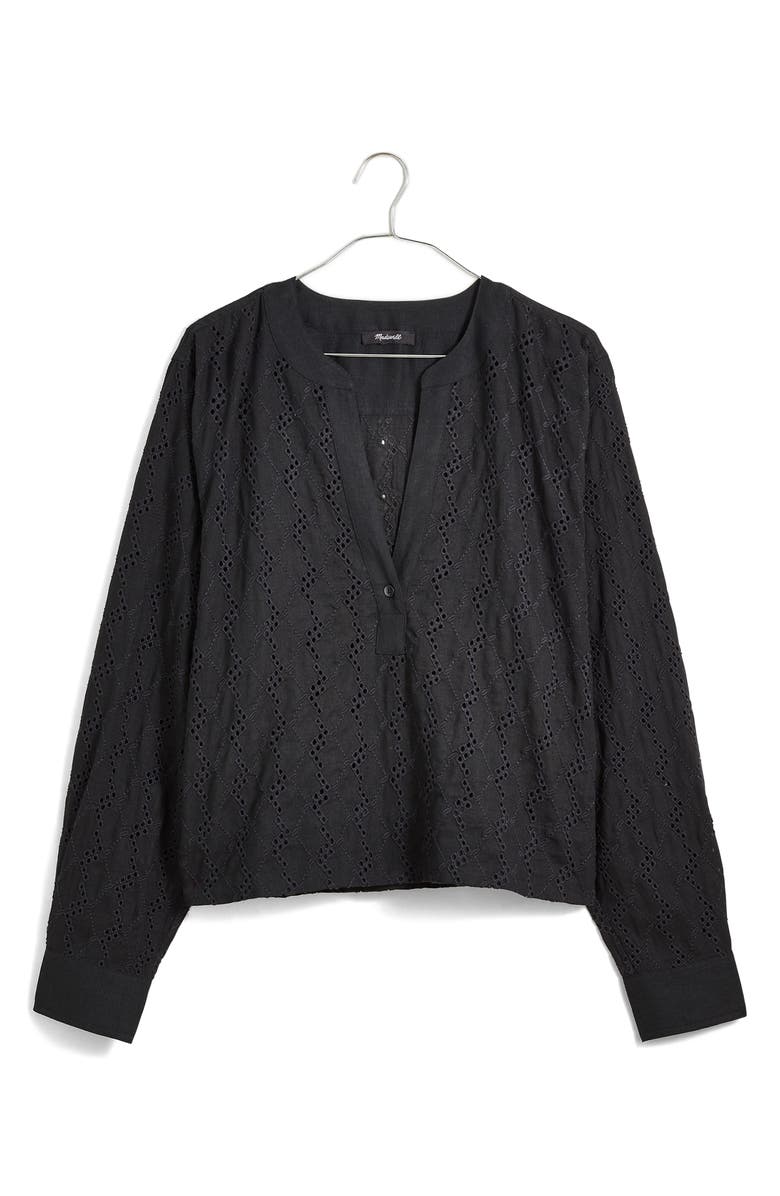 Madewell Long Sleeve Eyelet Top, Alternate, color, 