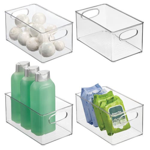 Mdesign Plastic Storage Organizer Wide Container Bin With Handles In Transparent
