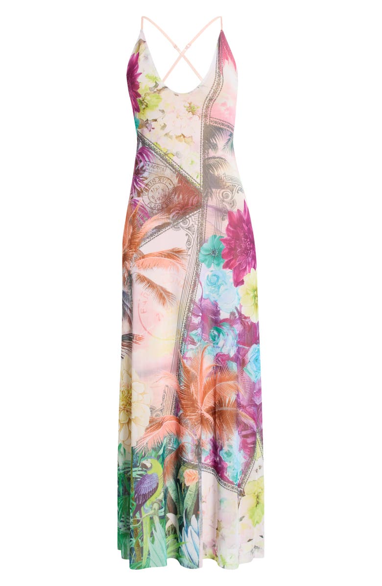 AFRM Romy Postcard Print Mesh Slipdress, Main, color, Vacation Tropic