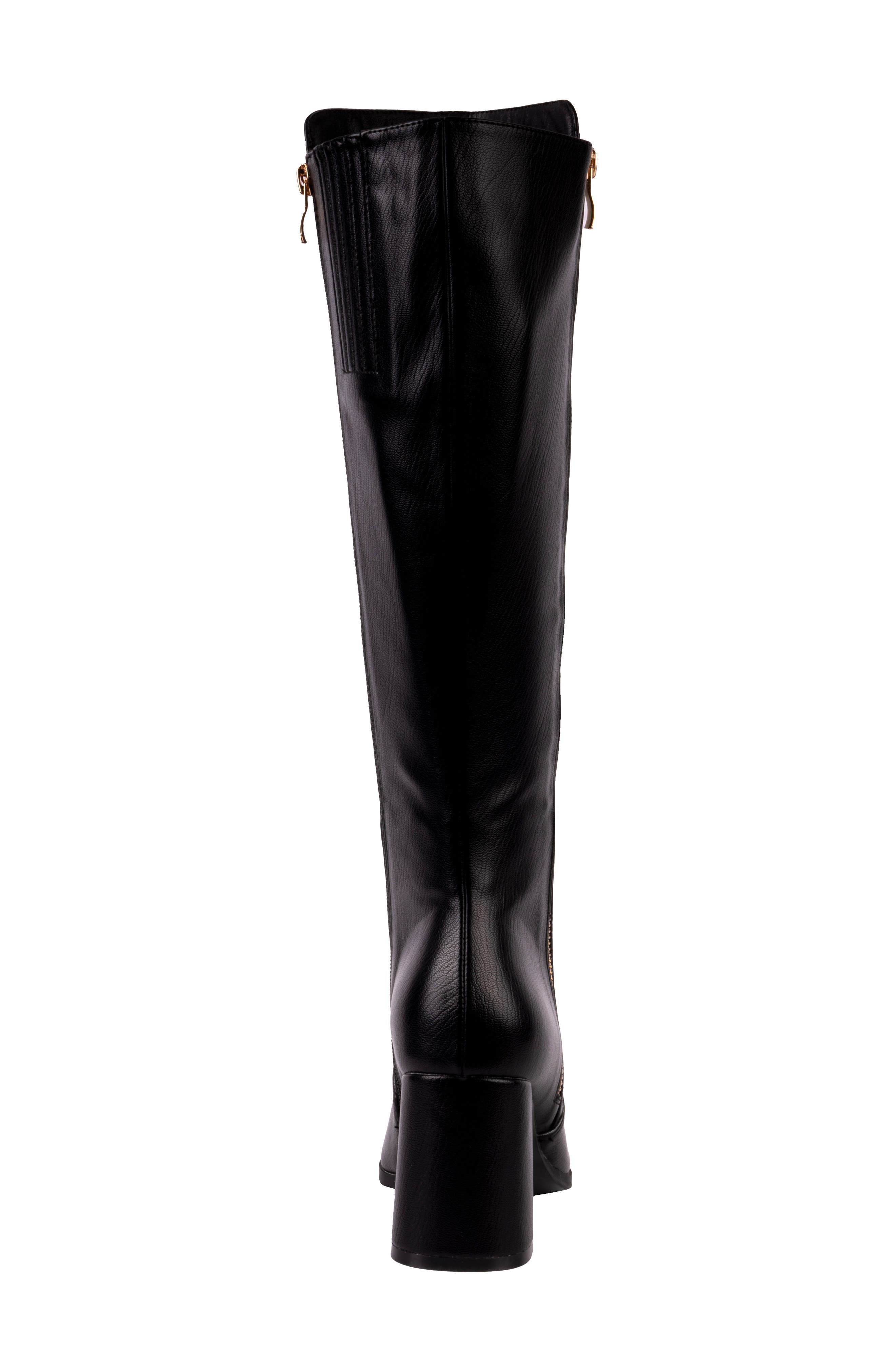 NINETY UNION Link Nipped Toe Knee High Boot, Alternate, color, Black