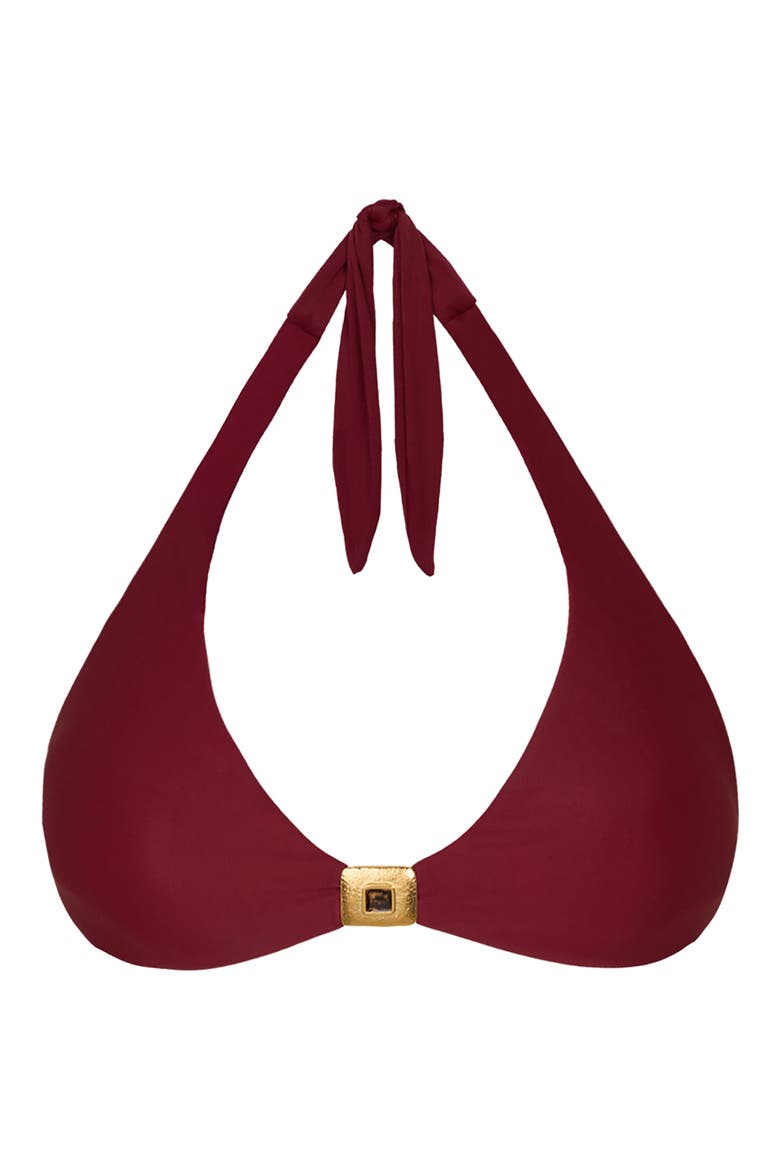 Liza Alanna Solid Halter Bikini Top, Main, color, RED