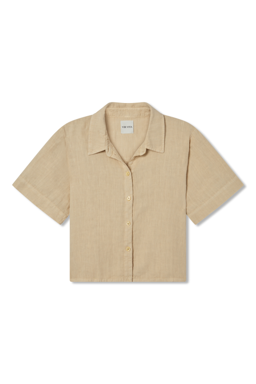 Vir Vita Anais Linen Shirt In Brown